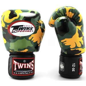 Боксерские перчатки Twins Special с рисунком (FBGV-Army Yellow)